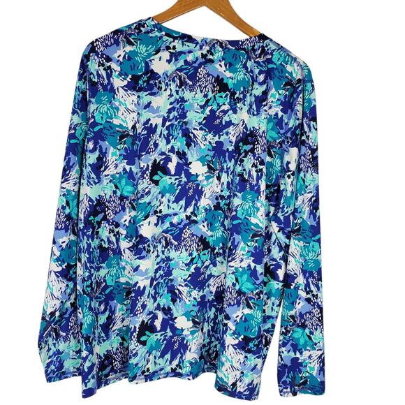 LL Bean SunSmart UPF 50+ Sun Shirt Womens Plus 3X Blue Long Sleeve Swim Beach - Picture 2 of 10